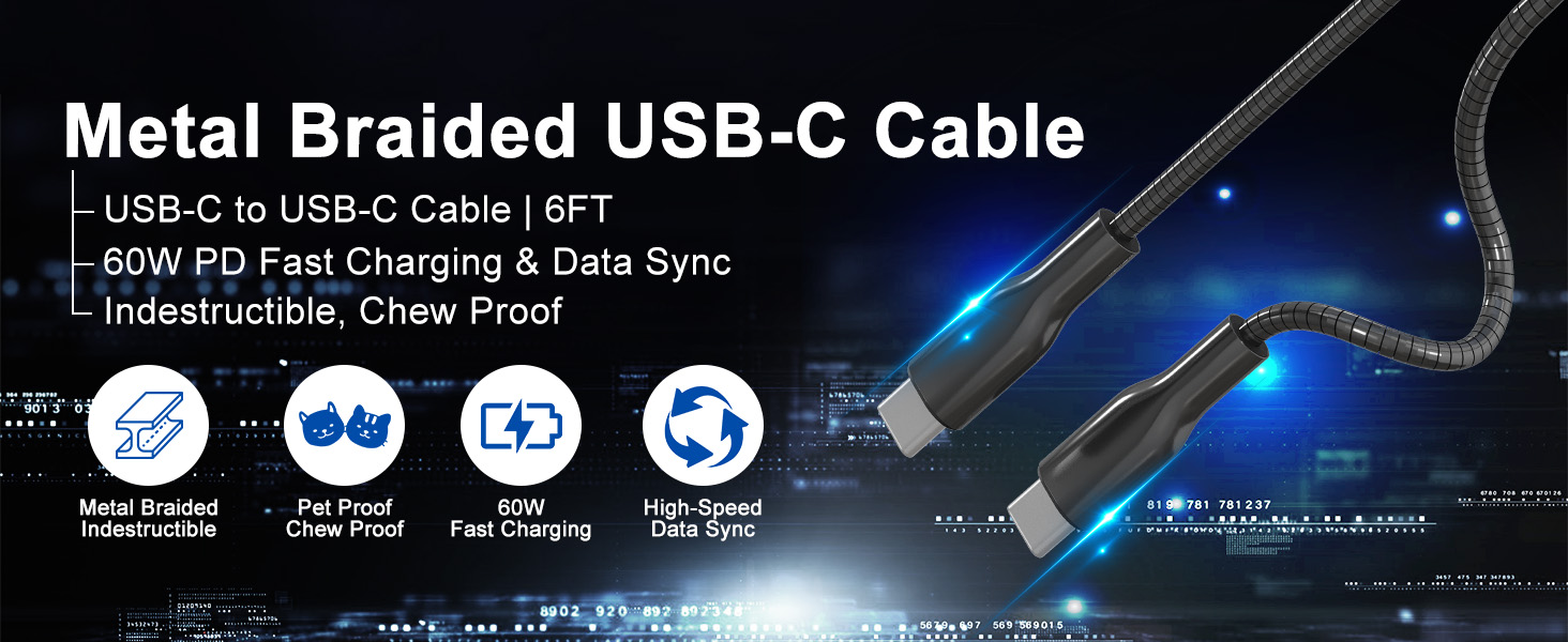 metal braided usb c cable