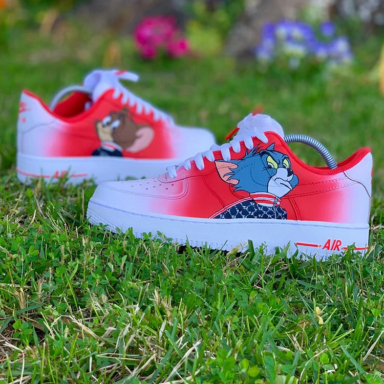 Custom Hand-Painted Sneakers - "Cat and Mouse"