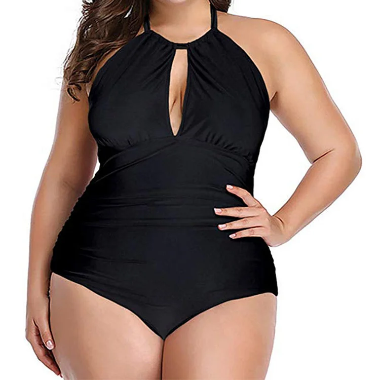 Women Plus Size Swimwear One-Pieces One-Piece Printed Swimsuit Plain Lace-up Sexy Open Back Swimsuit