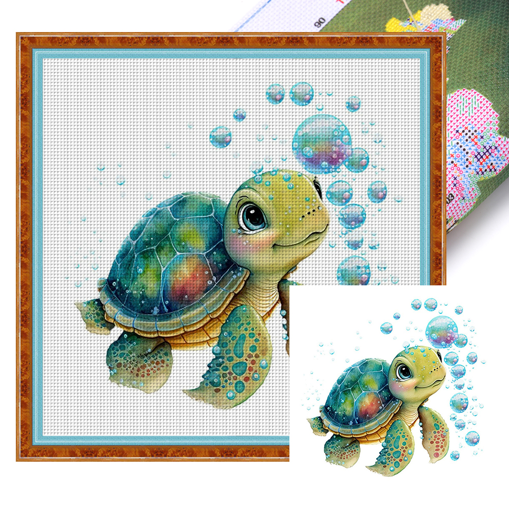 Turtle Full 18CT Pre-stamped Washable Canvas(20*20cm) Cross Stitch