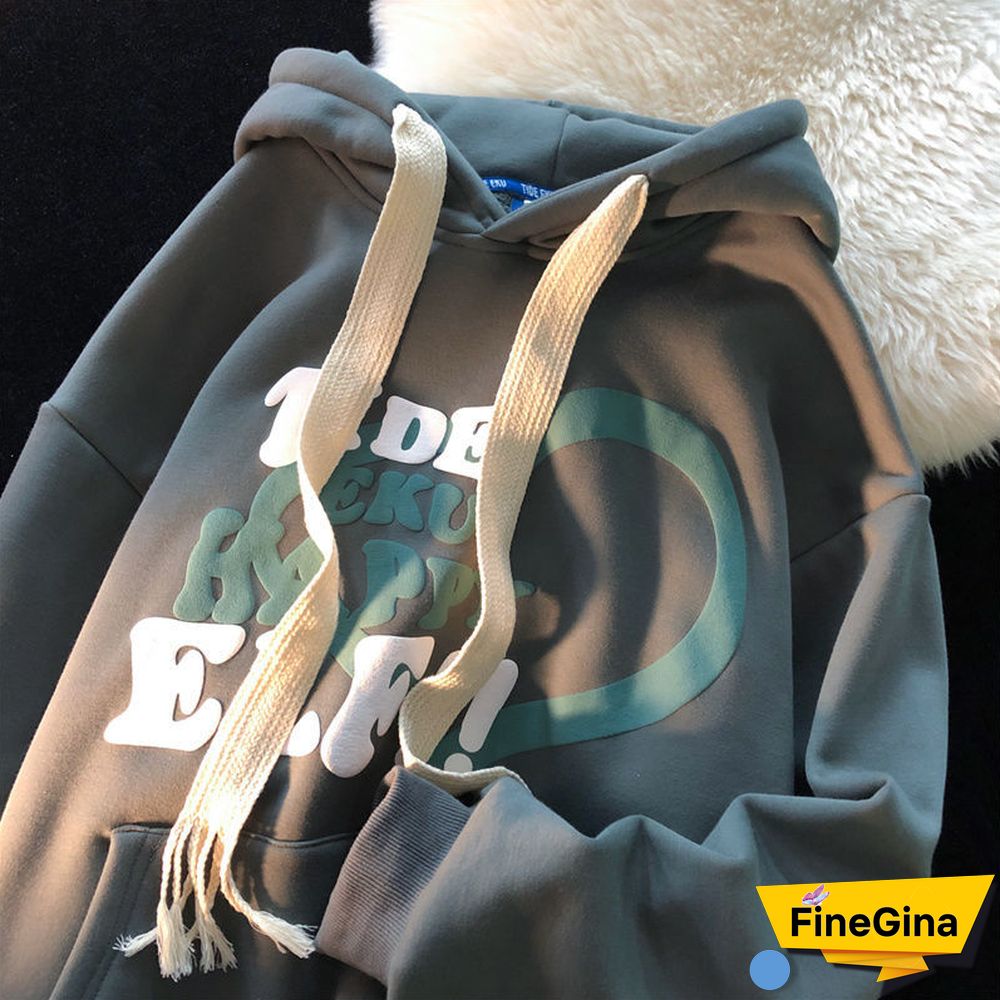 American Retro Trendy Loose Fleece Sweatshirt