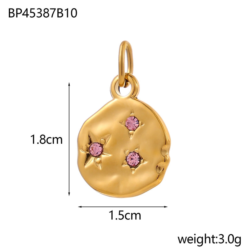 1 Piece 15*18mm 304 Stainless Steel Rhinestones Geometric Polished Pendant Chain Jewelry Accessories