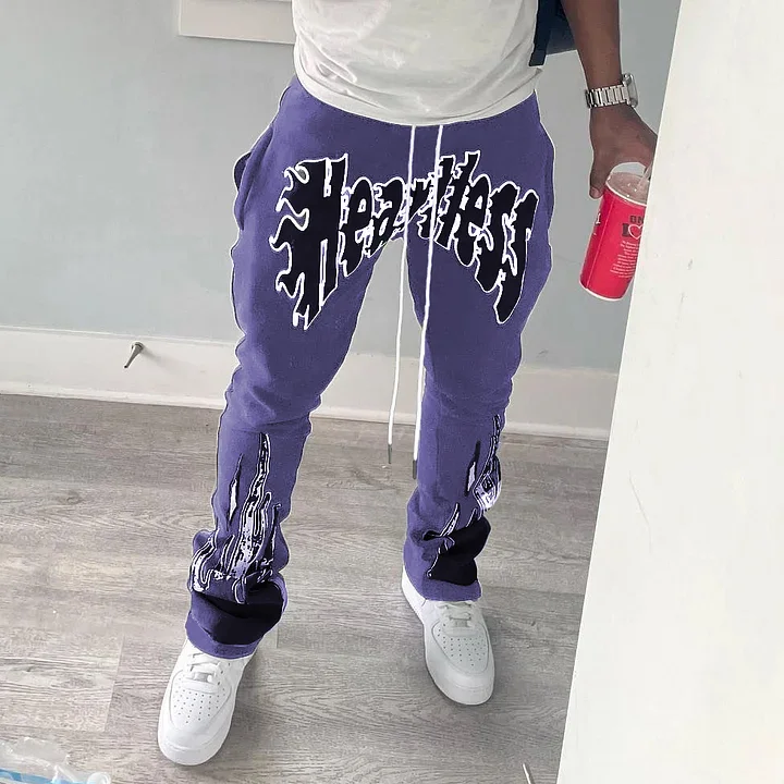 Heartless Purple Print Flared Trousers
