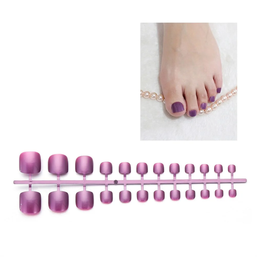 24Pc Soft Pure color oval Frosted Artificial Fake Nail Art Tip Fashion design full cover toe false nails Extension French style-Nail Inspo