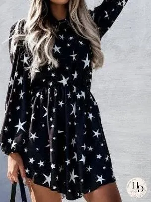 Dresses Star Print Long Sleeve Mini Dress for Women