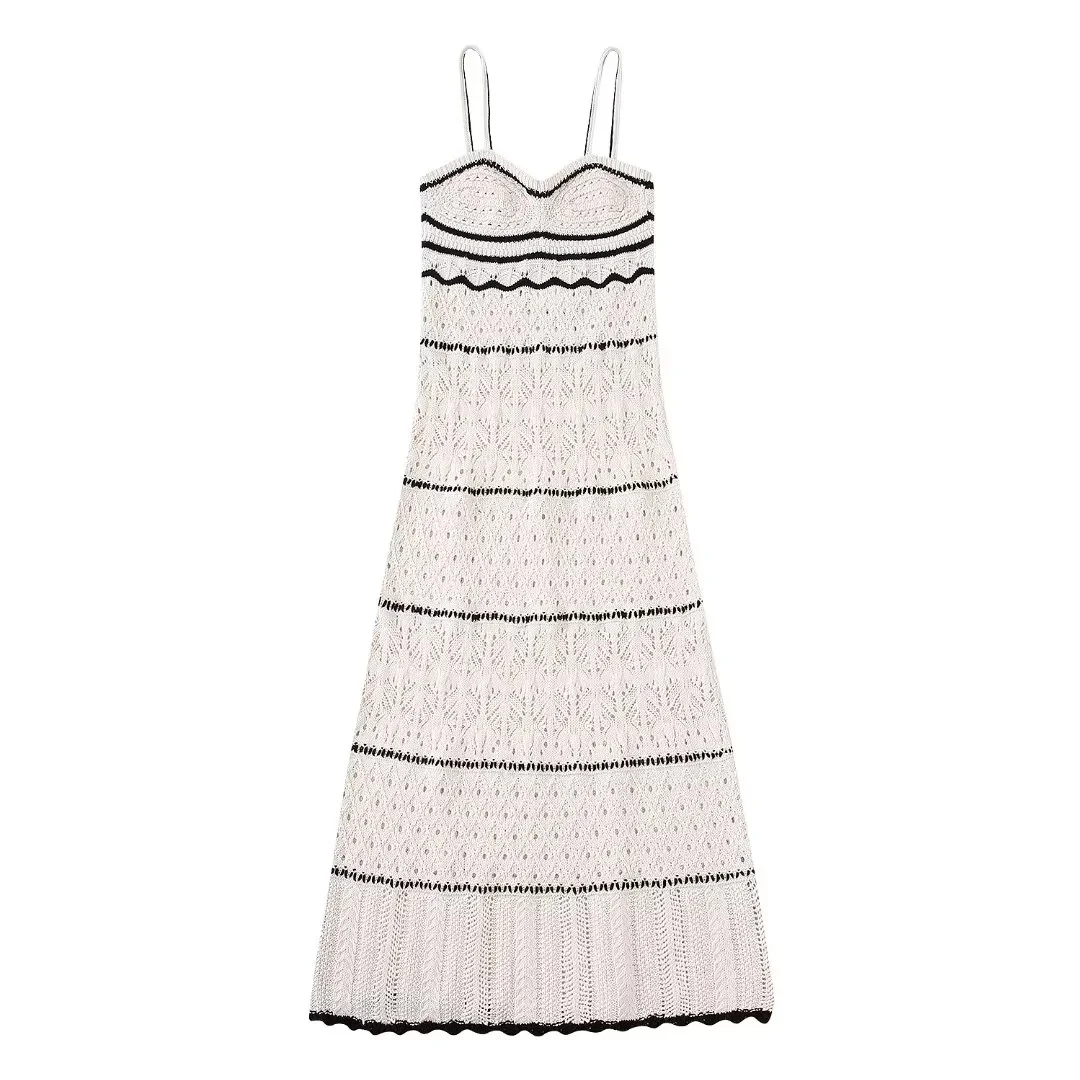 Woherb Woherb Women's Summer 2023 New Holiday Beach Hollow Sling Knit Long Dress-Outfit Ideas