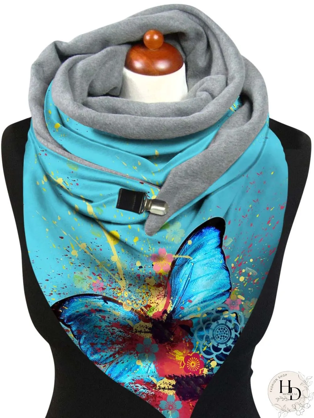 Butterfly Print Triangle Scarf Autumn/Winter Warm/Windproof