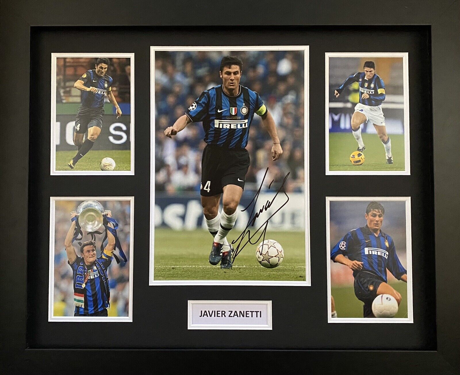 Javier Zanetti Signed Inter Milan Photo Poster painting In 20x16 Frame Display, See Proof