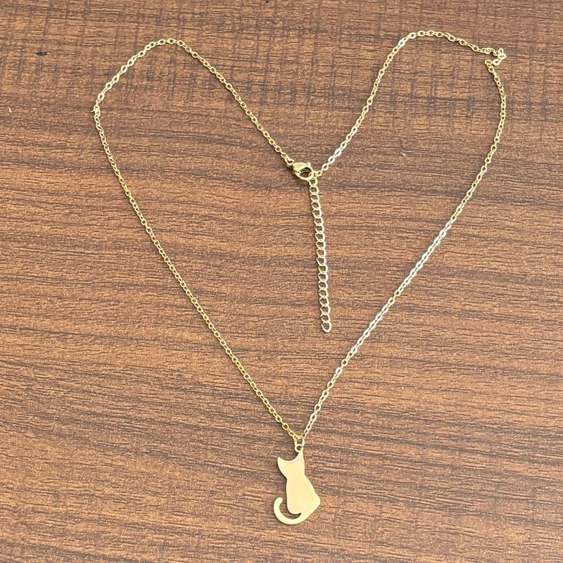 Sweet Minimalist Cat Butterfly Airplane 304 Stainless Steel 18K Gold Plated Plating Pendant Necklace