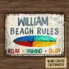 Personalized Surfing Beach Rules Customized Classic Metal Signs