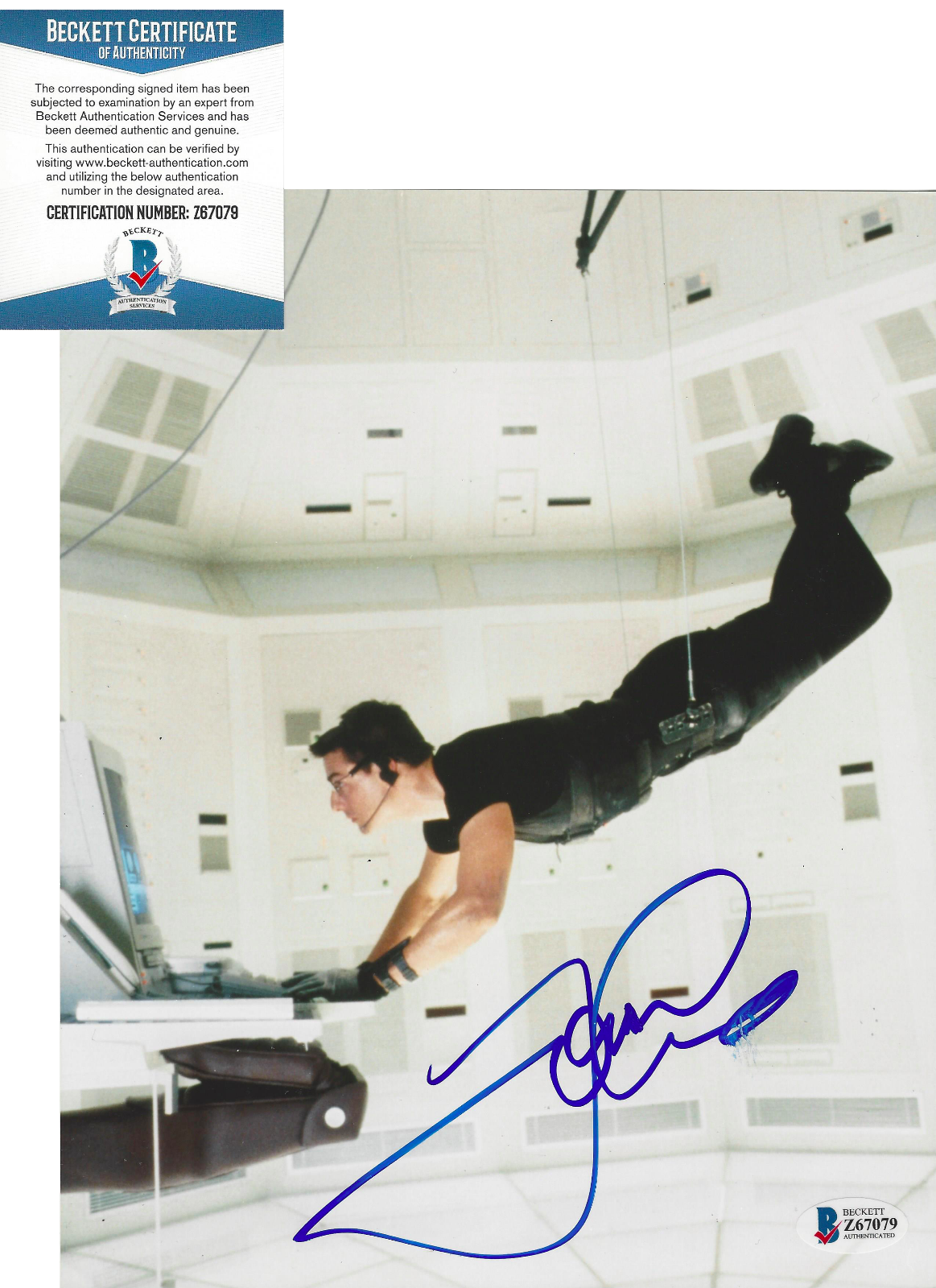 TOM CRUISE SIGNED 'MISSION IMPOSSIBLE' 8x10 MOVIE Photo Poster painting ACTOR BECKETT COA BAS