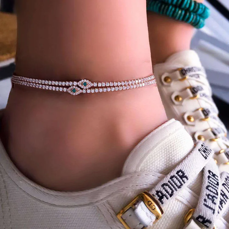 Rhinestone Devil Eye Anklet