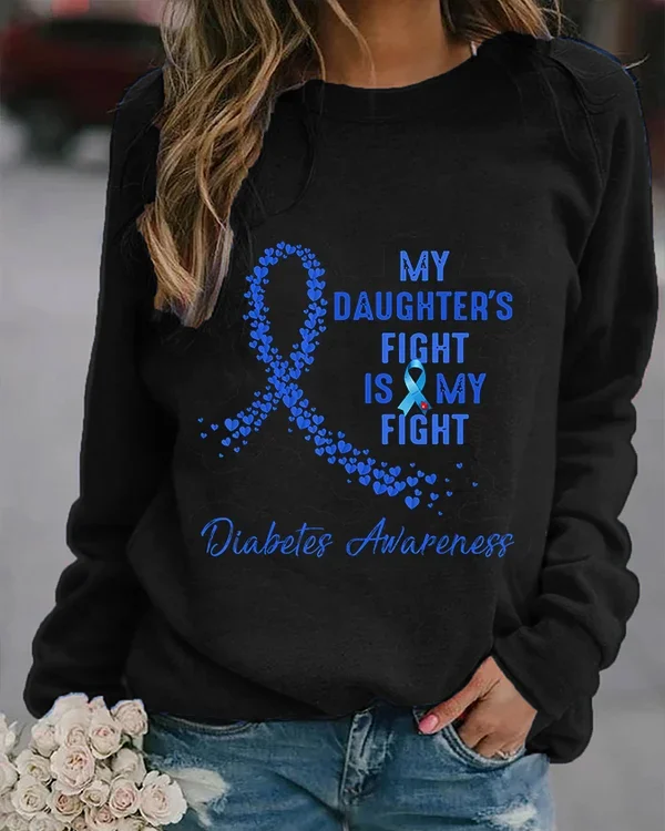 November We Wear Blue Diabetes Awareness Print Sweatshirt