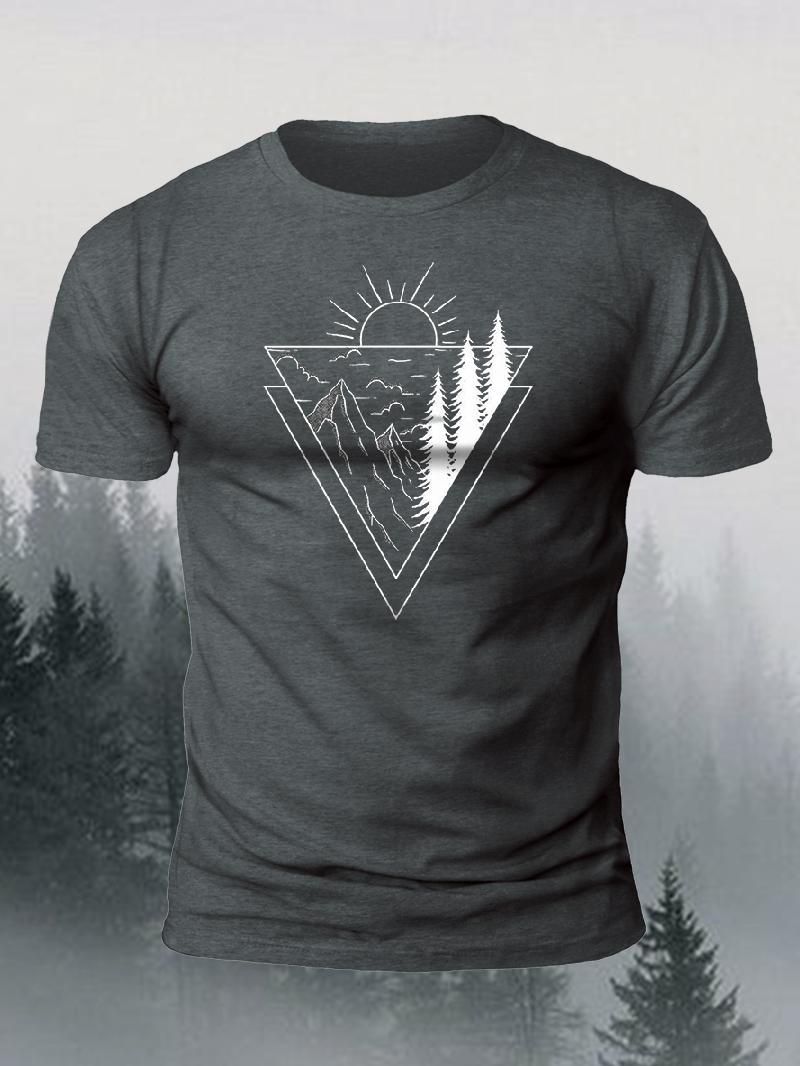 Men's Geometric Triangle Sunset Short-Sleeved Shirt in  mildstyles