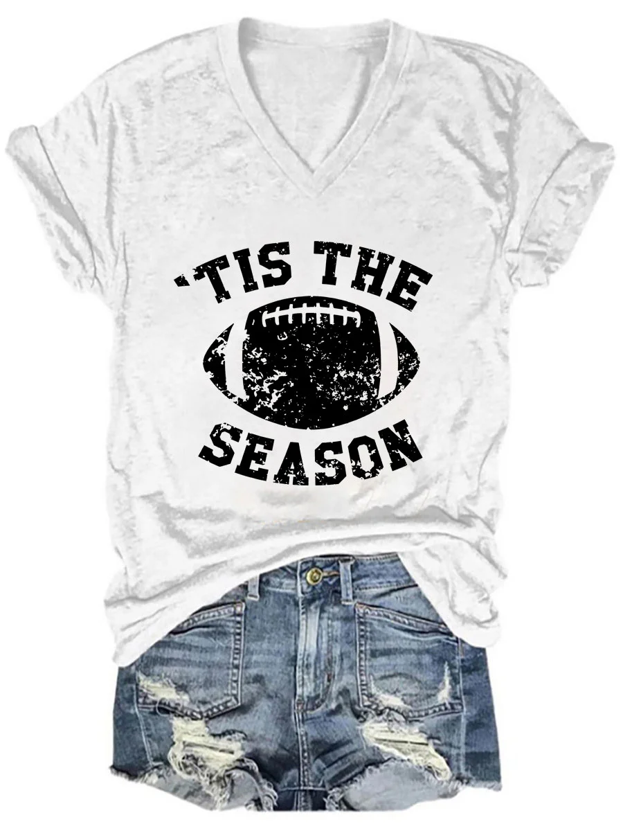 Tis The Season Football V-neck T-shirt