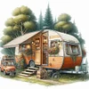 Camping en plein air-plein rond diamant peinture-30 * 30cm