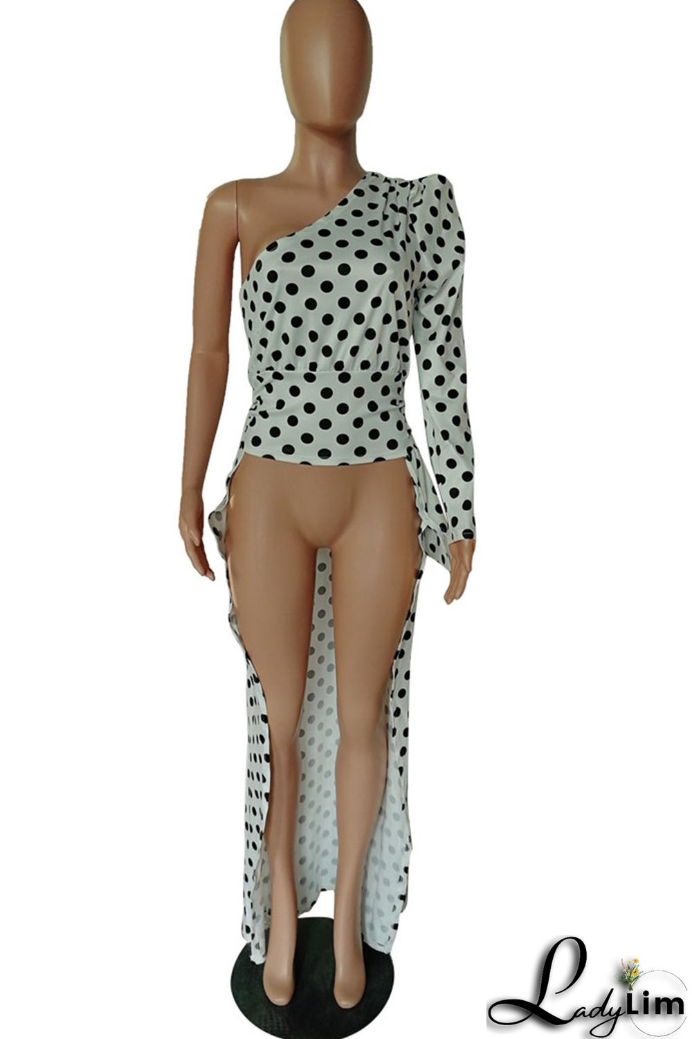 Black Sexy Print Leopard Split Joint Fold Asymmetrical Oblique Collar Dresses