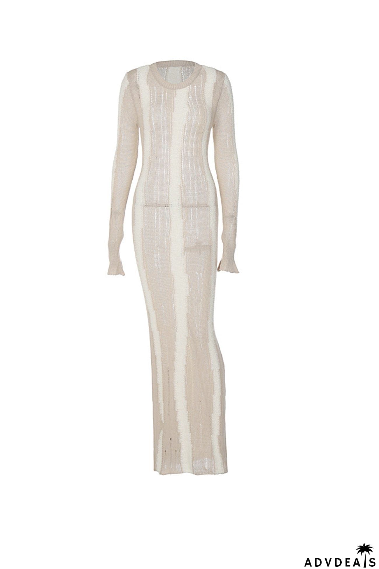 Contrast Distressed Hollow Out Knit Dress