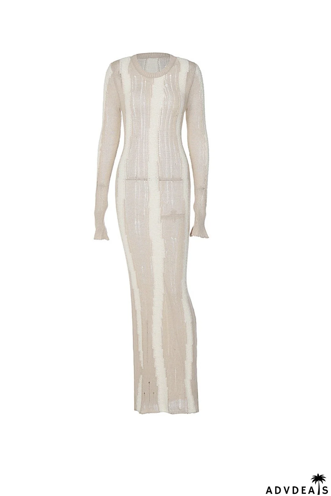 Contrast Distressed Hollow Out Knit Dress