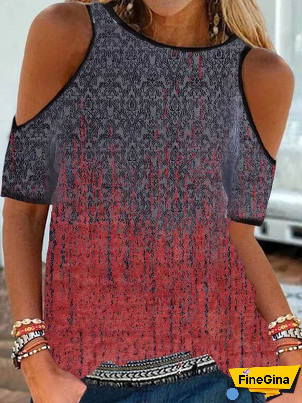 Resort Cotton-Blend Tribal Short Sleeve T-shirt