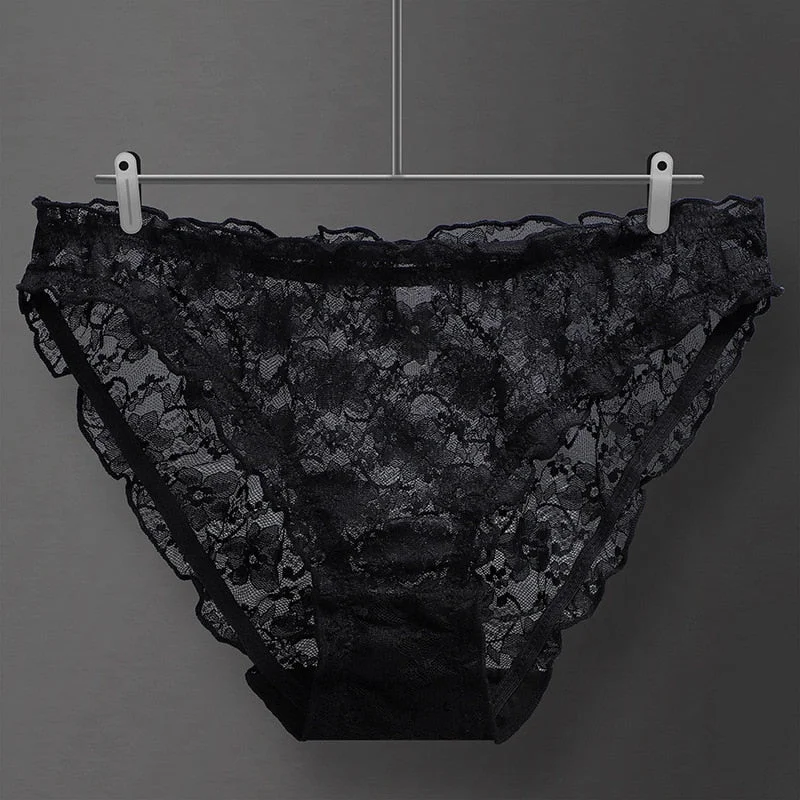 Sexy Women's Briefs Female Mid Waist Underwear Panties Retro Lace Traceless Panty Beautiful Flowers Women's Seamless Underpants
