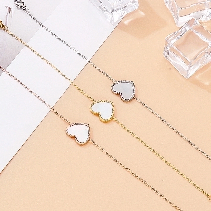 Minimalist Heart Shape Titanium Steel Rose Gold Plated Jewelry Set