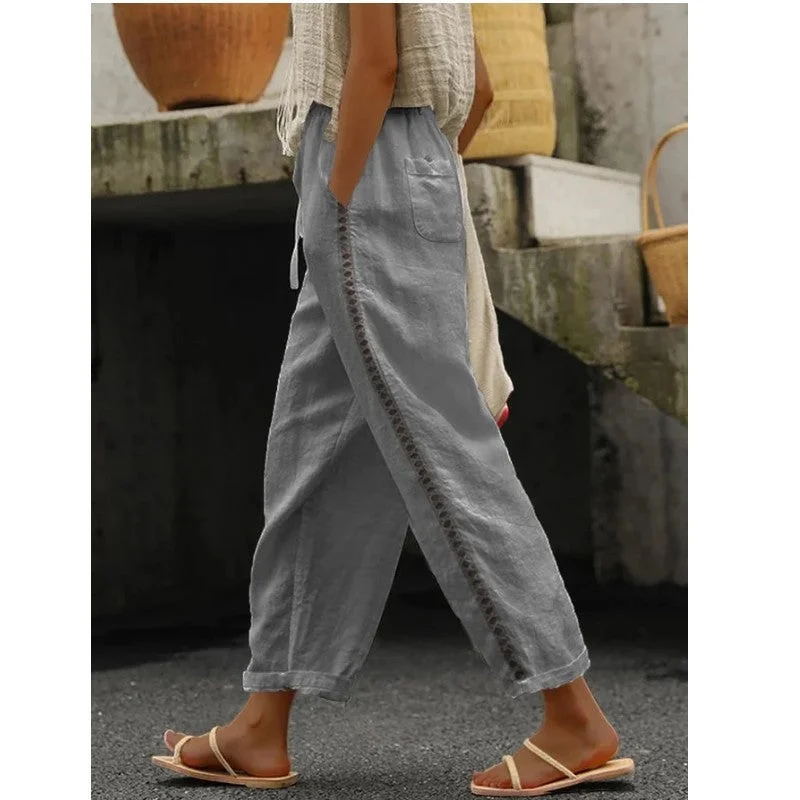 Zingj Casual Lace Hollow Out Stitching For Pants
