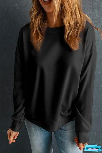 Round Neck Dropped Shoulder Sweatshirt