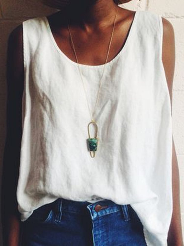 Women Cotton-Blend Sleeveless Tops