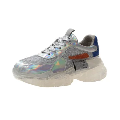 Qengg Spring Trend Women Transparent Sneakers Harajuku Ladies Platform Jelly Shoes Laser Casual Shoes Shining Running Footwear