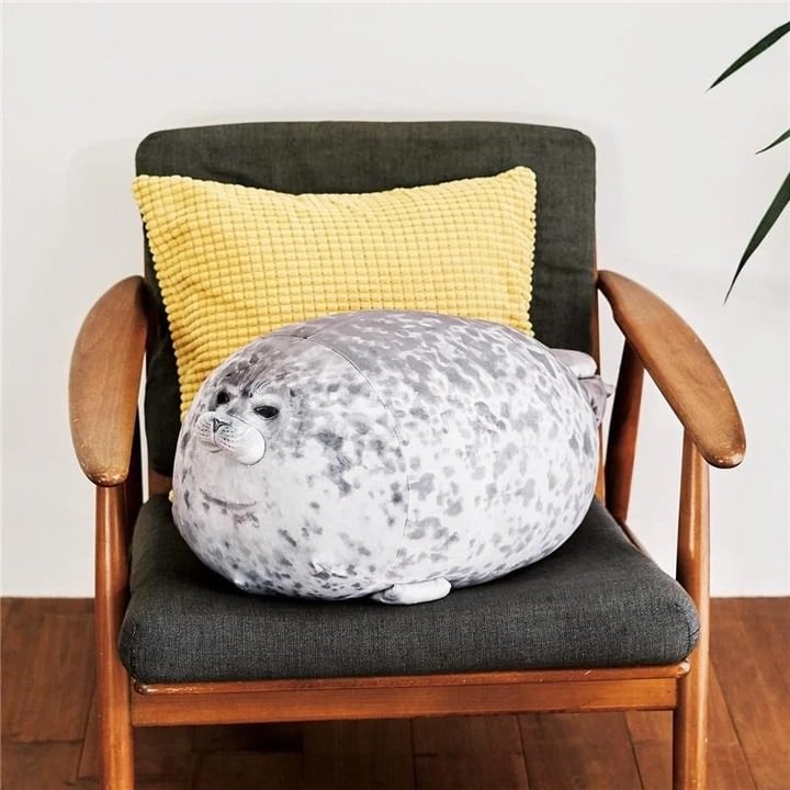 fluffy seal plush pillow