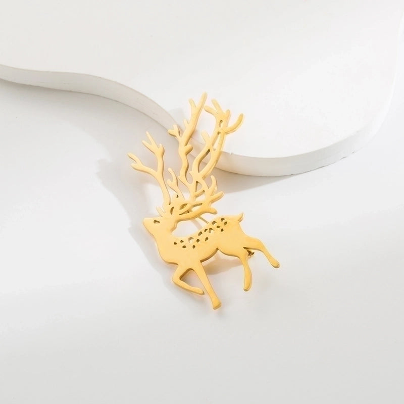 Vintage Style Animal Feather Flower 304 Stainless Steel Polishing Plating Unisex Brooches 1 Piece