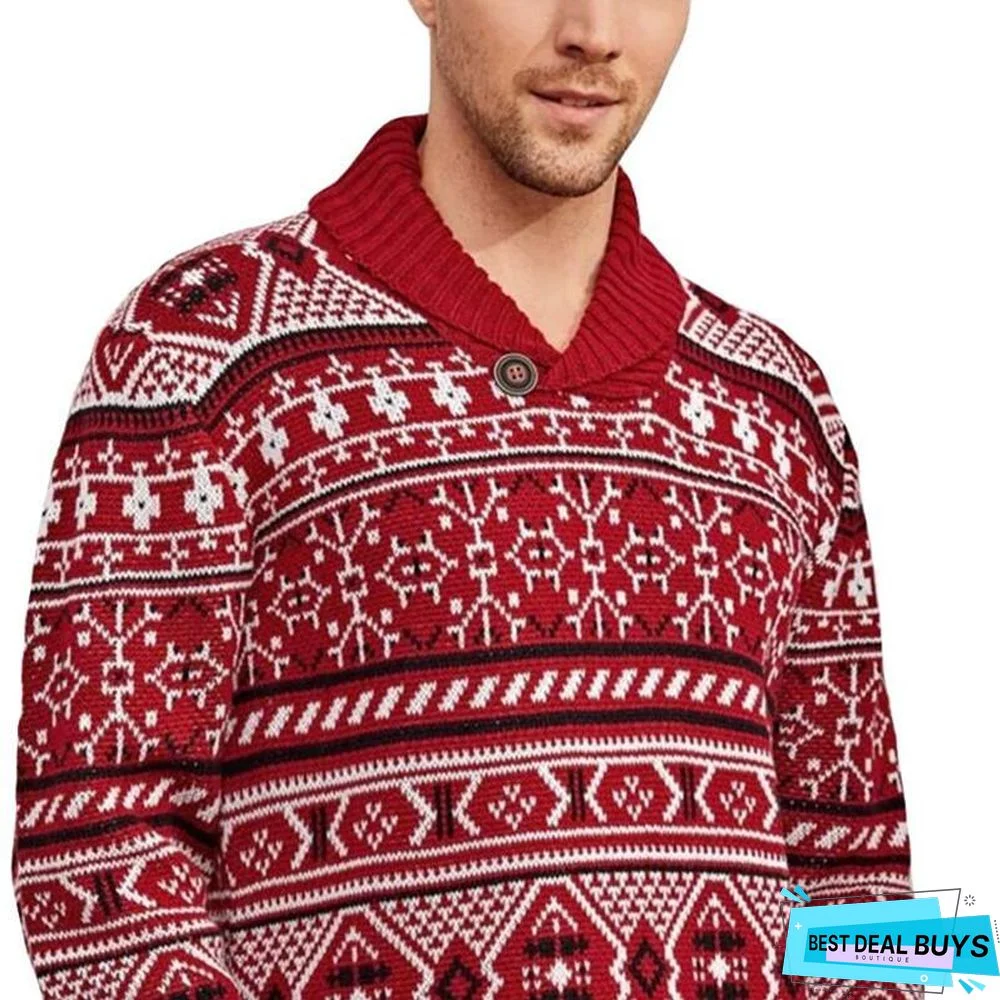 Elk Lapel Knit Sweater Man