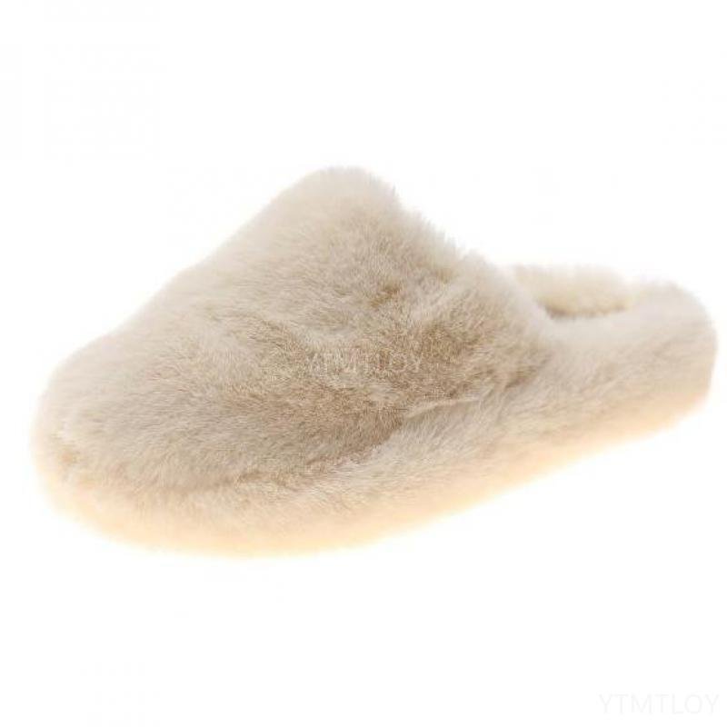 Winter Women House Zapatillas Mujer Casa Furry Slippers Fashion Faux Fur Warm Shoes Slip on Flats Female Slides Black Plush