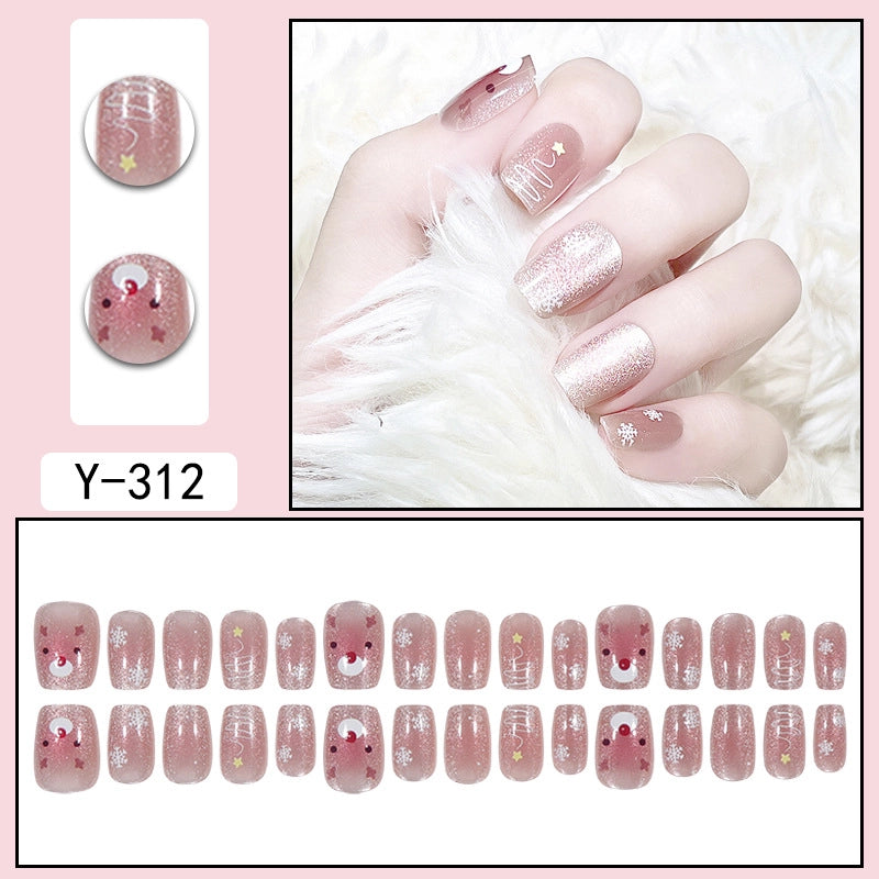Sweet Color Block Heart Shape ABS Press-on Nails 1 Set