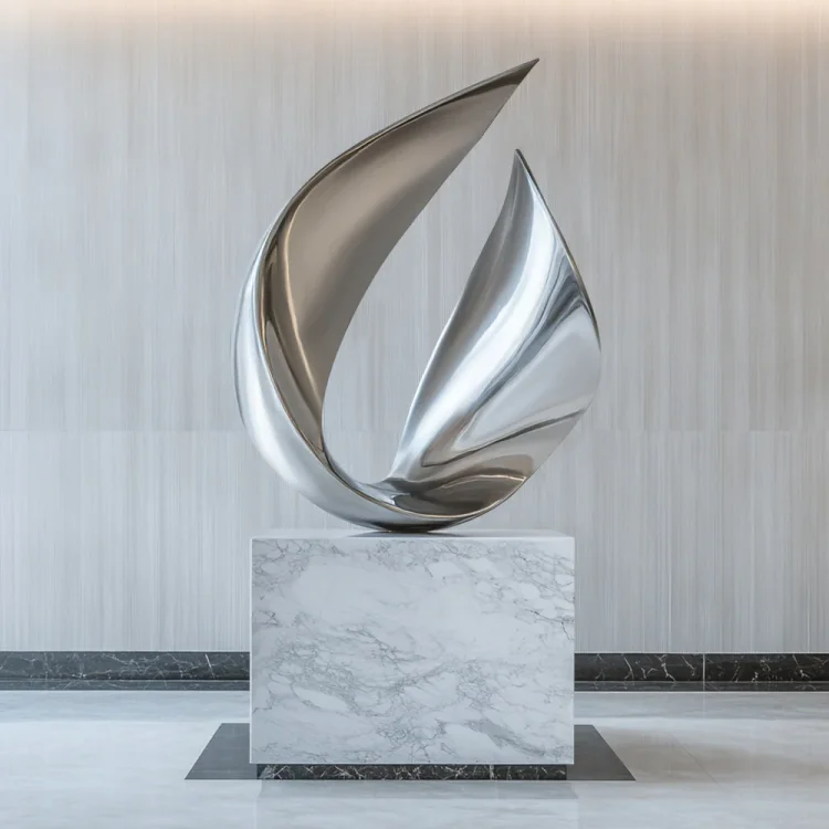 Contemporary Indoor Sculpture Modern Abstract Polished Stainless Steel Sculpture