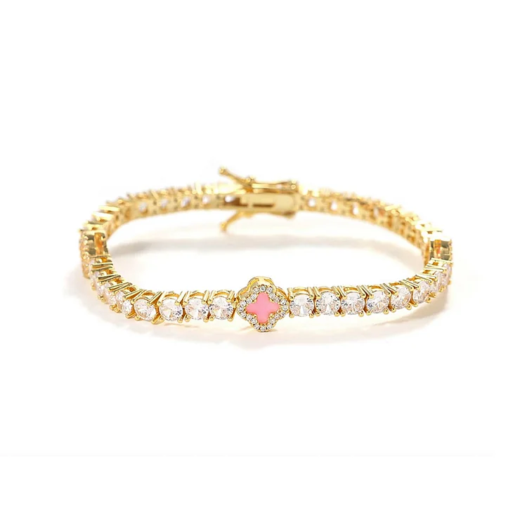 Elegant Tennis Four-leaf Clover Bracelet