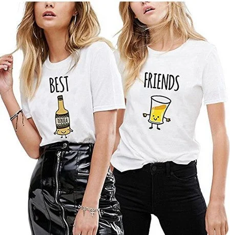 Beer and Glass Sisters O Neck T-shirt