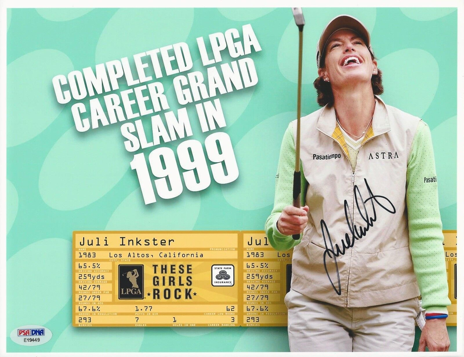 Juli Inkster LPGA Golfer signed 8x10 Photo Poster painting PSA/DNA #E19449