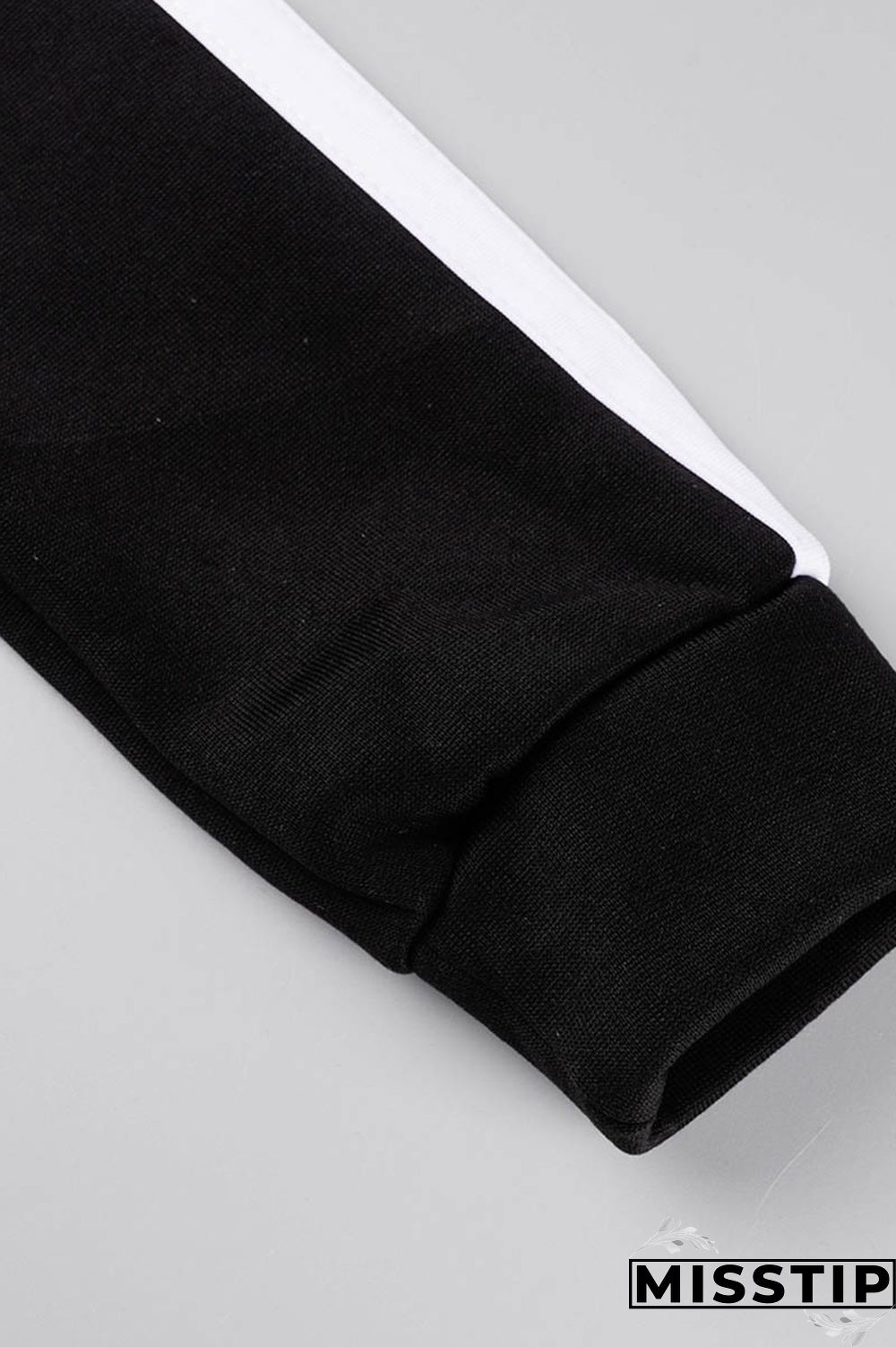 Blue Casual Letter Print Patchwork Zipper Collar Long Sleeve Two Pieces