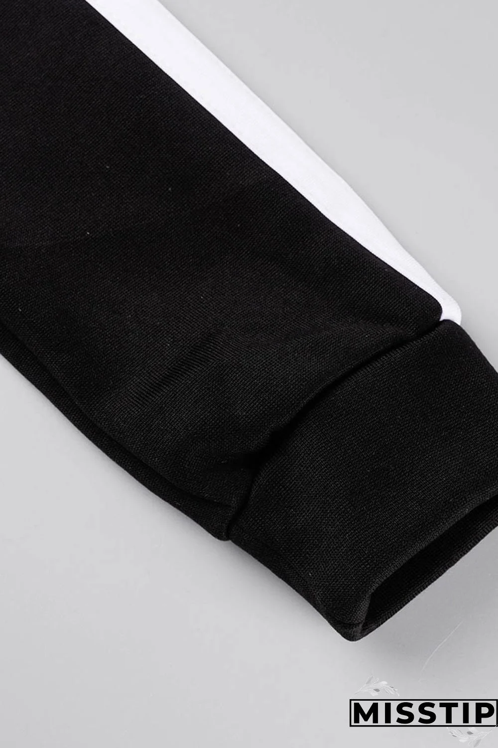 Blue Casual Letter Print Patchwork Zipper Collar Long Sleeve Two Pieces