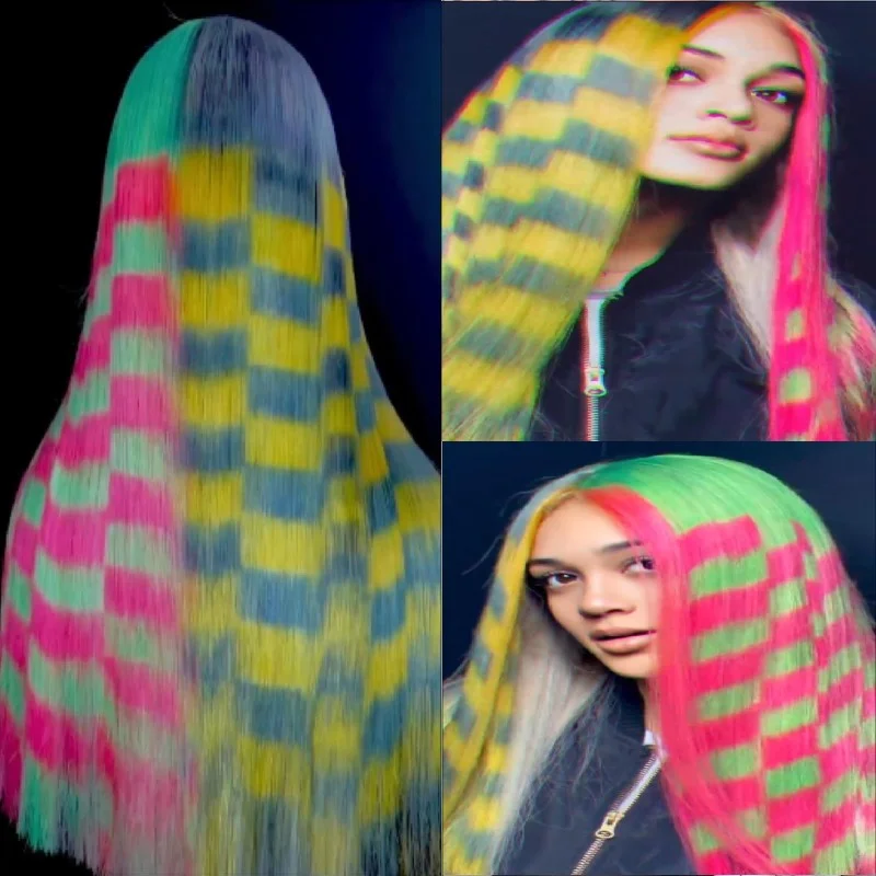 ELCNEPAL® | (✨NEW) GOOSE YELLOW MIX RED COLORSHAIR WAVE WIGB 100%  High-Density HAIR ELCNEPAL