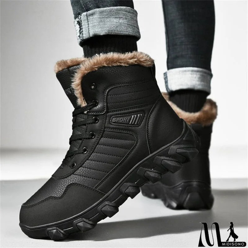 MidiSono - Men's Winter Outdoor Waterpoof Plus Size Super Warm Ankle Boots