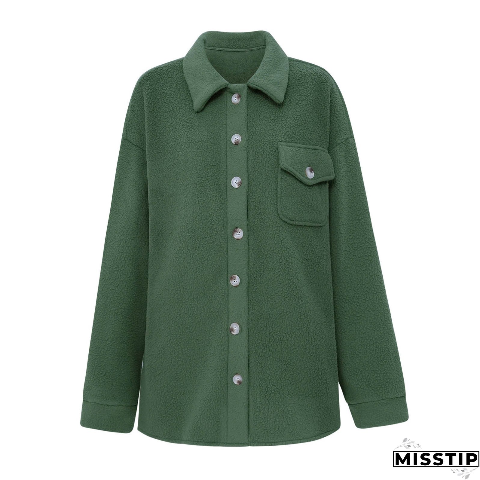 Women Long Sleeve Solid Color Pocket Fashion Casual Button Jacket