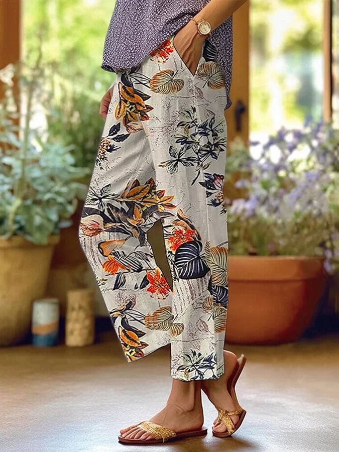 Women's Floral Print Casual Trousers