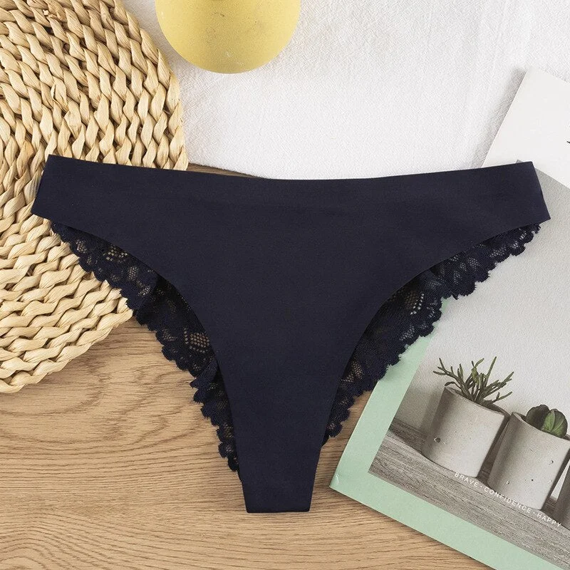 Meet&lsquo;r Woman Sexy Transparent Lace Panties Breathable Soft Seamless Lingerie Female Low-Waist Briefs Hollow Out Underpants