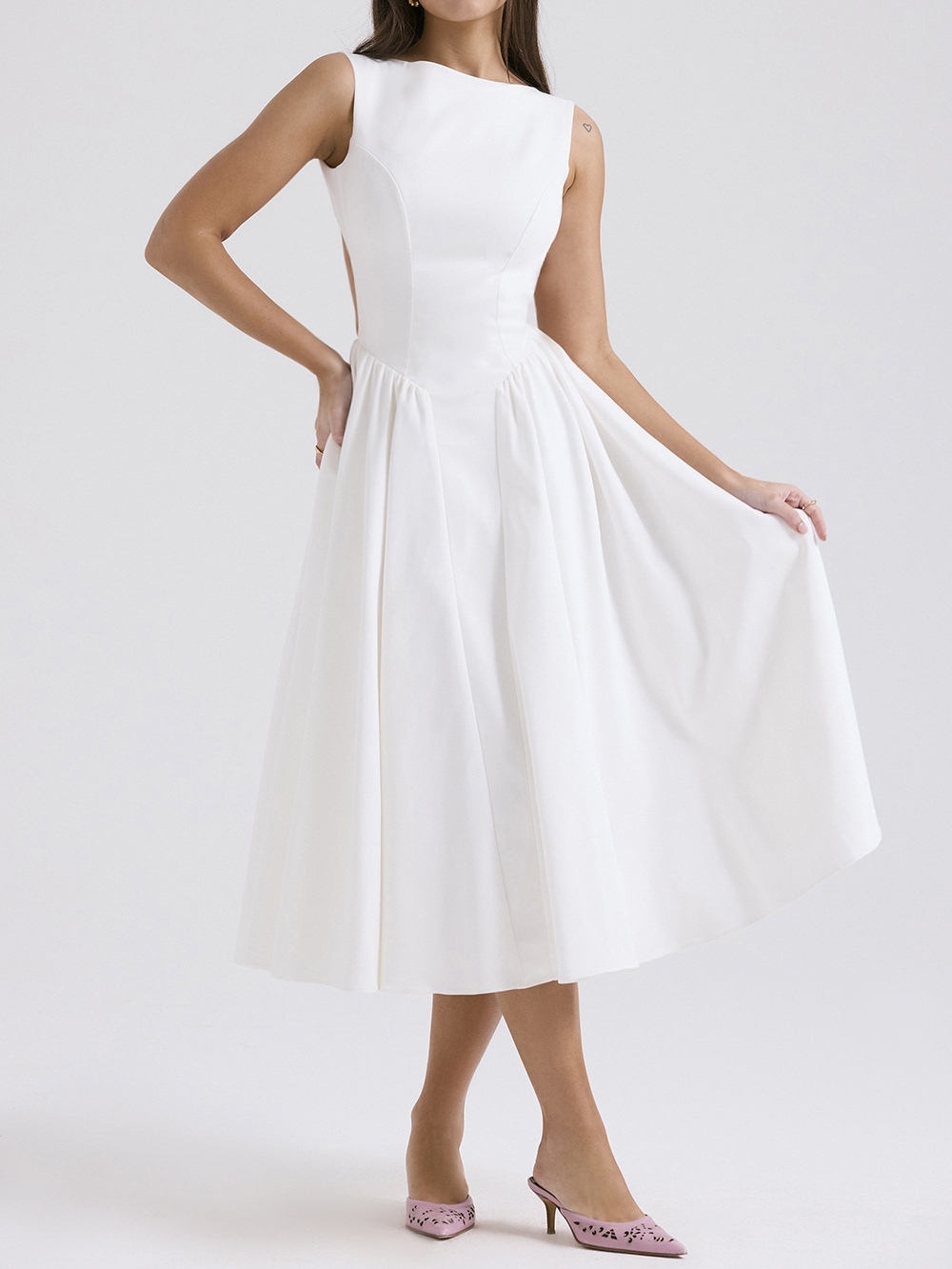 French Retro Round Neck Backless Vest Dress | Oxredo Shop Ramadan Sale