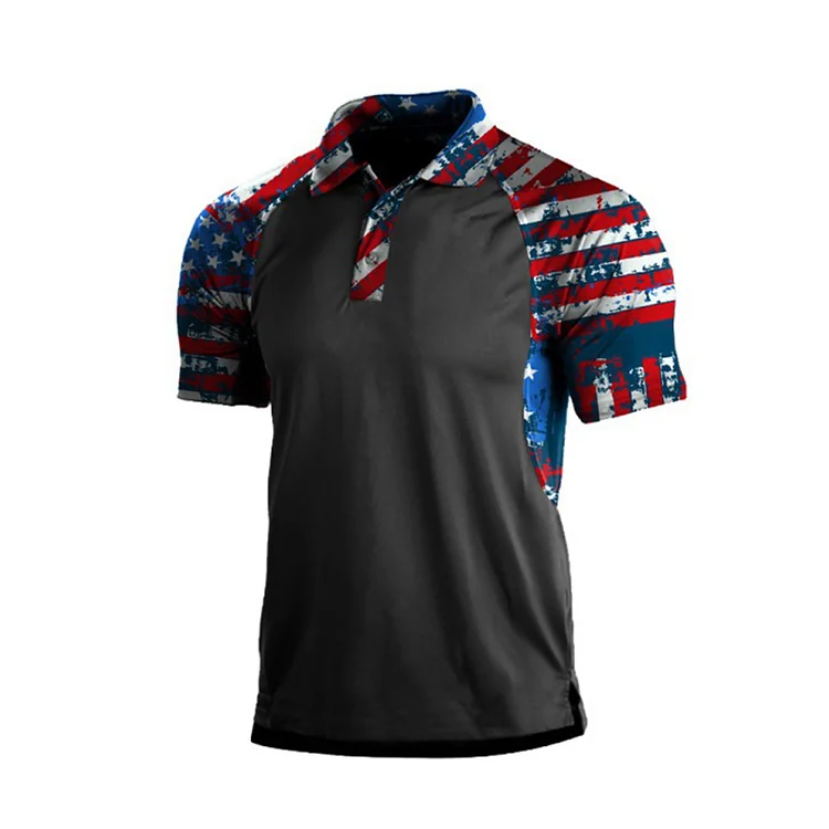 USA FLAG RAGLAN GRAPHIC POLO SHIRT