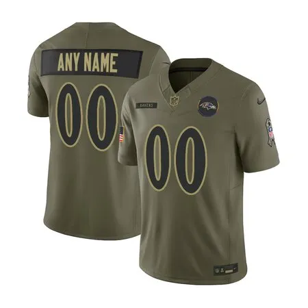 Men's Baltimore Ravens Custom Olive 2025 Salute to Service Retired Limited Jersey
