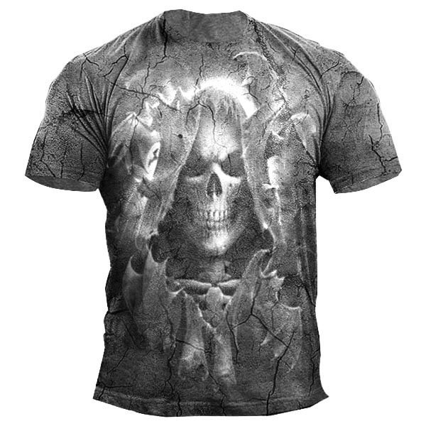 Men's Rock Skull Print Short Sleeve T-Shirt
